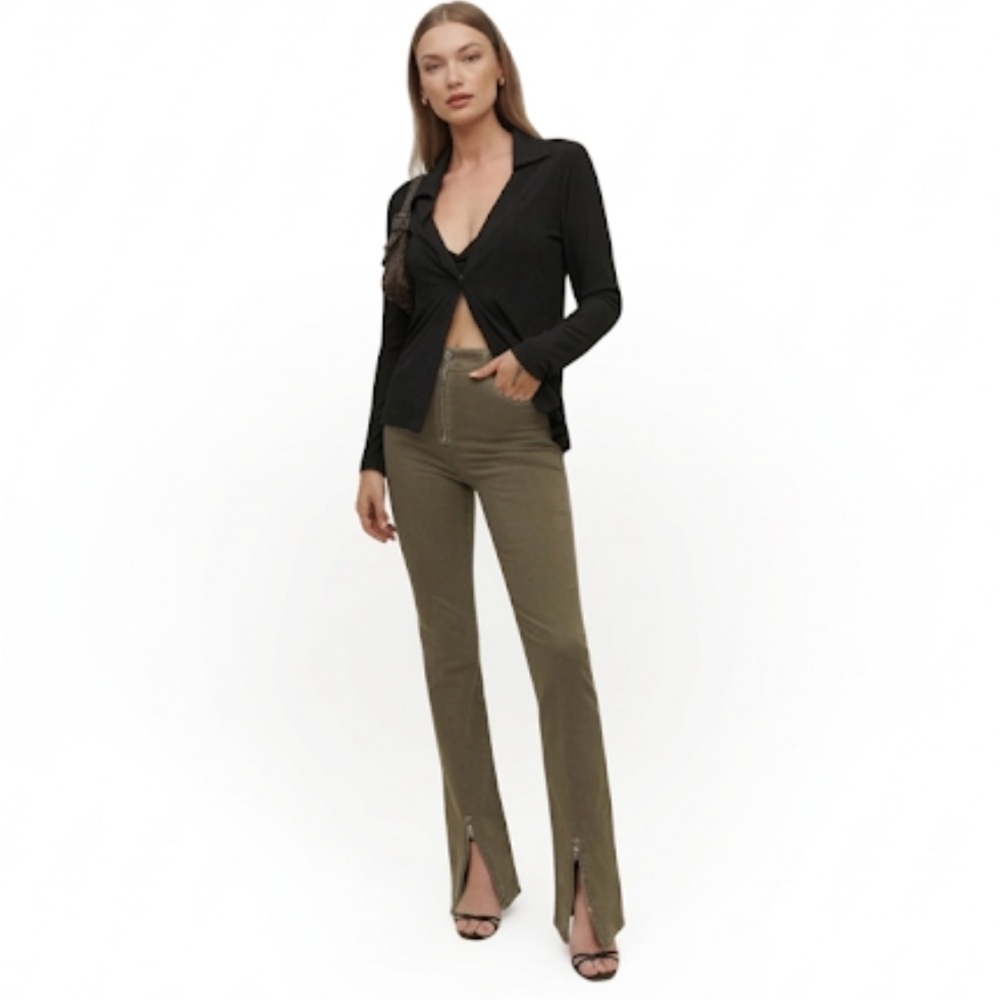 Reformation “Toby” Zip Front Ultra High Rise Boot Cut Jeans Size 29 In Kalamata